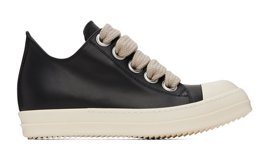 RICK OWENS Porterville Baskets noires à laçage surdimensionné en cuir