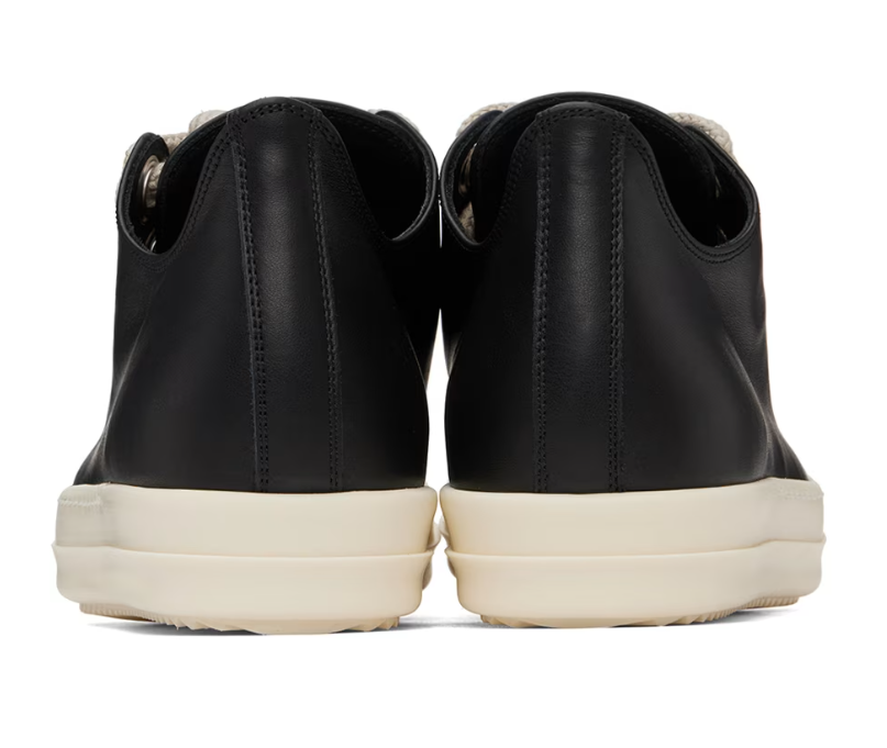 RICK OWENS Porterville Baskets noires à laçage surdimensionné en cuir