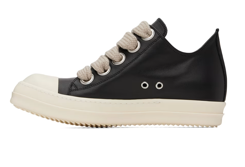 RICK OWENS Porterville Baskets noires à laçage surdimensionné en cuir